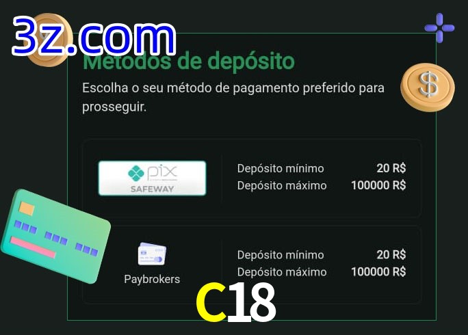 O cassino C18 oferece uma grande variedade de métodos de pagamento